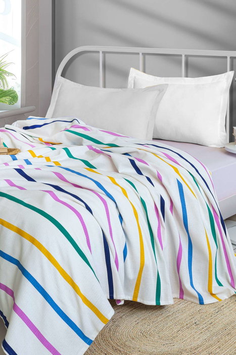 L'essentiel linge de maison Manta Double Pique Amarillo y Lila